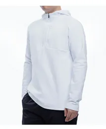 LU-01 Mens Ceket Hoodys artı kadife sonbahar ve kış yoga hoodie tüplü kalınlaşan sporlar yarım fermuarlı terry tasarımcı kazak