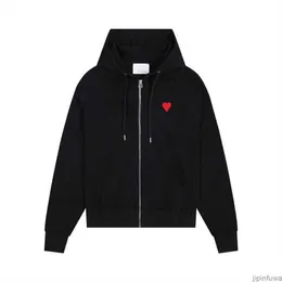 Hoodie Amiparis am I Paris Hood Sweater Hooded Pull Men Men Dwatoal Blushirts Małe Jacquard Coeur Heart Love Wzór pełny zamek błyskawiczny skoczek s 5mkl