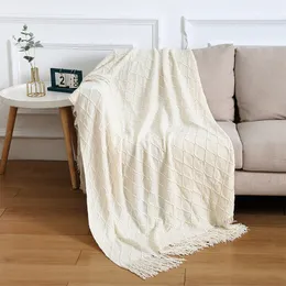 Battaniyeler Tongdi Raschel Battaniye Yumuşak atış Rhombus Sıcak Zarif Dantel Polar Drop Cover Sofa Yatak Yatak Dektisi 230414