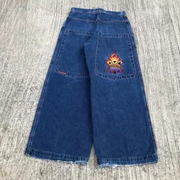 Spodnie damskie s jnco gotycka moda ulica hip hop jean y2k vintage harajuku pik płomienia drukuj luźne duże proste nogi szerokie 231114