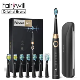 Escova de dentes Fairywill Sonic Escova de dentes elétrica FW-508 Carregador USB IPX7 Escova de dentes eletrônica à prova d'água com 8 cabeças de escova de reposição 231113