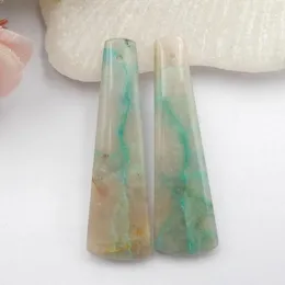 Loose Gemstones Jewelry Accessories Birthday Gift Natura Chrysocolla Stone Fashion Double Hole Earring Beads 43x12x5mm9.7g