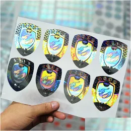 Labels Tags Wholesale Custom Irregar Die-Cutting Anti-Fake Hologram Sticker Colorf Rainbow Anti-Counterfeit Stickers Security Adhe Dhw9S