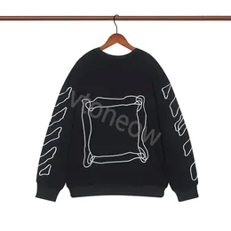 İlkbahar ve Sonbahar 2023 Yeni Yuvarlak Boyun Sweatshirts Off Sweatshirts Sweater Erkekler için çok yönlü gevşek çift çift uzun kollu tişört altlık