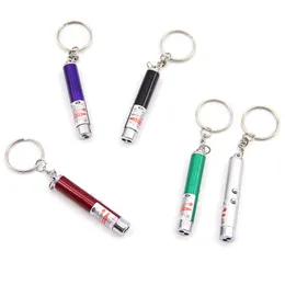 Partihandel 2in1 Röd laserpekare Pennyckelring med vit LED -ljus Show Portable Keychain för roliga katter Petleksaker