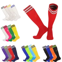 Sports Socks Football Long Tube Tjock handduk Bottom Nonslip Mens Sport Training Randig Soccer Compression Strumpor Vuxen Kids 230413