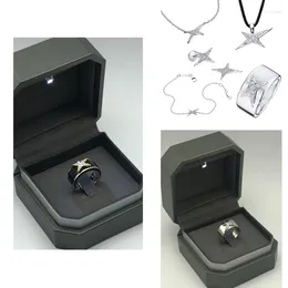 Anelli a grappolo Stella Mau francese Anello in argento sterling 925 Collana di San Valentino Ciondolo Orecchini da donna Bracciale Gioielli