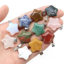 Star Natural Stone Pendant Rose Quartz Opal Agate Turquoise Healing Crystals Charms for Jewelry Making Diy Necklace Accoring