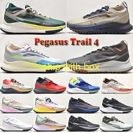 مع مربع مجاني أعلى رد فعل Pegasus Trail 4 GTX Running Shoes for Mens Womens Trainers Designer Noble Green Picante Red Khaki Wolf Gray Volt Pink Outdoor Sneakers Siz
