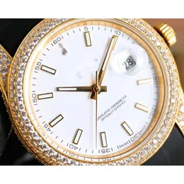 luxury diamond watches ice out watch for man high quality datejusts date day menwatch M577 mechanical movement uhr crown bust down montre full diamond rolx reloj