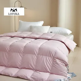 Conjuntos de cama Lofuka Mulheres Rosa 100% Goose Down Filler Quilt Consolador Duvet Branco Capa de Algodão Rainha King All Season Cobertor para Presente de Sono 231113