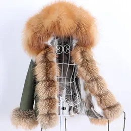 여자 모피 가짜 maomaokong 자연적인 진짜 코트 코트 토끼 안감 재킷 재킷 겨울 의류 winter parkas with collar 231114