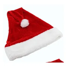 Kapeluje imprezowe Highgrata Hat Christmas ADT Cap Red Plush for Santa Claus Costume Dekoracja Dekora