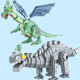 블록 오리지널 식물 대 좀비 Zombies Zombot Dark Dragon Building Dinotronic Mechasaur Mech Robot Children 's Gift Toy Dinosaur 231114