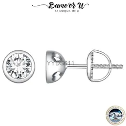 Stud Bamoer U Bezel-setting Moissanite Eor Stud Heart Holl