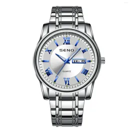 Relógios de pulso Um relógio de marca seno chennuo emitido em nome de homens luminosos à prova d'água calendário duplo moda ultra-fino quartzo