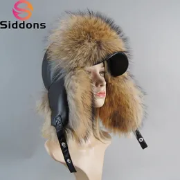Trapper Hats Style Winter Ushanka Hat Men Women's Pilot Bomber Trapper Hats Real Fox Fur Leather Snow Cap with Ear Flaps 231113