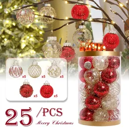 زينة عيد الميلاد رسمت كرة عيد الميلاد الحلي 25pcs زينة عيد الميلاد 6cm/2inch قطرها العطلة العطلة كرات معلقة مع الحبال المعلقة 231113