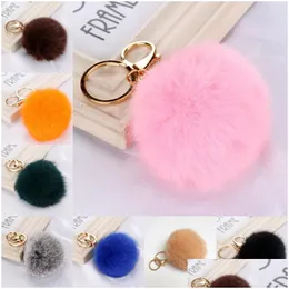 Keychains Lanyards Soft Faux Leather Fur Pompom Keychain Rabbit Hair Handbag Keyring Sale Women New Lovely Car Drop Delive Dhgarden Dhtfz