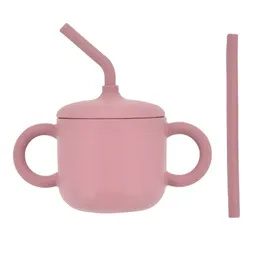 Cups Dishes Utensils Silicone Baby Feeding Drinkware Straw Cup kid Learning Feeding Bottle Anti-Hot Leakproof Silicone Tableware Toddler Water Bottle AA230413