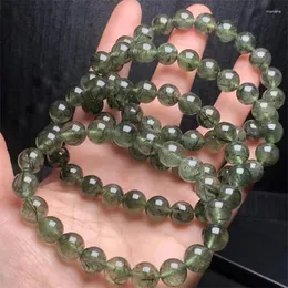 Link Bracelets Natural Green Rutilated Quartz Bracelet Healing Handmade Women Jewelry Stretch Bangle Children Birthday Gift 1pcs 9MM