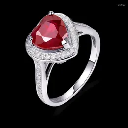 Кольца-кластеры LOVERJEWELRY, натуральное романтическое кольцо с рубином в форме сердца 8x8 мм с инкрустацией из 14-каратного белого золота бриллиантами для женщин, ювелирные изделия