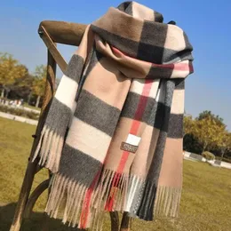 Дизайнерский кашемировый шарф, зимний женский и мужской длинный шарф, качественная повязка на голову, модная классическая клетка с принтом, большие клетчатые шалиD9W0