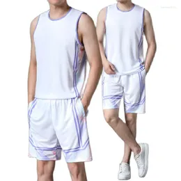 Herrspårar liscn män basketsport kostym 2023 fast färg tröja jogging shorts tvådelar svart lös för