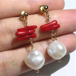 Boucles d'oreilles pendantes 10-11mm, perle d'eau douce naturelle baroque irrégulière, cadeau de luxe, mode culture mariage classique