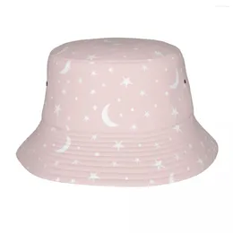 Berets Pink Stars Moon Bob Hats Houghter Headwear Accessories Cute Fishing Hat for Outdoor Teen Lightweight