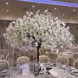 Party Decoration Decorative Wedding 1.2 M Artificial White Cherry Blossom Tree For Table Centerpiece Road Blomma Stand 2625