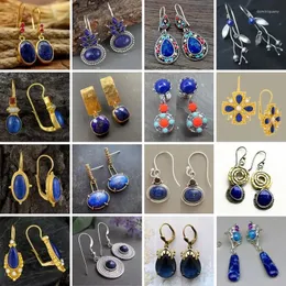 Dangle Earrings Vintage Ethnic Faux Lapis Lazuli Drop For Women Bohemian Creative Dark Blue Personalized Jewelry Accessories