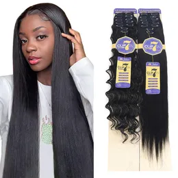 Straight Clip In Hair Extension Synthetic Hair 150g/Set Straight Clip On Extensions Full Head 16 Clips Hairpieces for Women