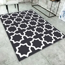 Dywany nowoczesne salon dekoracja dywanów dom czarno -białe dywany w kratkę do łóżka duży odporny na brud do drzwi mata W0413