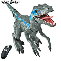 Electric/RC Animals Big Size 2.4G RC Dinosaur Intelligent Raptor Animal Remote Control Dinosaur Toy Electric Walking Animal Toys For Children Gift Q231114