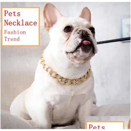 Outros suprimentos para cães moda luxo colar de cachorro decorativo acessórios para animais de estimação designer colar de ouro ajustável corrente cubana francês bldog sma dhoi8