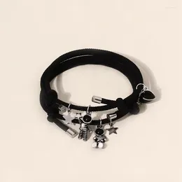 Link bransoletki 2pcs/set mody astronauta magnetyczna przyciąga para dla kobiet mężczyzn Star tkana bransoletka Bransoletka Przyjaźń biżuteria