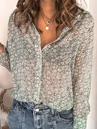 Women's Blouses Shirts Women Long Sleeve Shirt Blouse Ladies Early Autumn Retro Small Floral Long-Sleeved Shirt Fresh Shirt Casual Loose Top Autum 230414