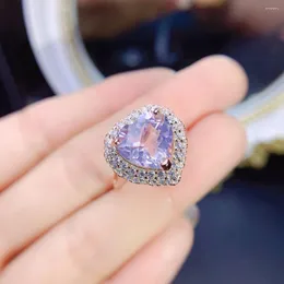 Anéis de cluster Lavanda Ametista Anel de Prata Esterlina Noivado Fevereiro Birthstone para Mulheres Presente de Dia dos Namorados