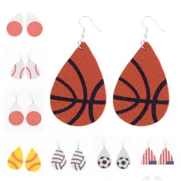 Dangle Chandelier Baseball Basketball Leather Earrings For Women Sports Rugby Softball Teardrop Girl Unique Fashion Jewelry Dhgarden Dhgci