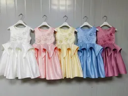 Custom Made Princess Floor--length Satin Sleeveless Flower Girl Dress Ball Gown Little Girls