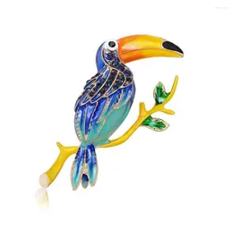 Brooches Enamel Flying Parrot Brooch Pins For Women Men Rhinestone Bird Stand On Tree Branch Animal Badge Party Daily Casual Corsage Gift