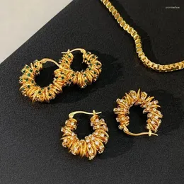 Brincos de argola CE tecido francês a céu aberto luxuoso na moda 18K banhado a ouro de aço inoxidável