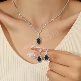 Fashion Water Droplets Crystal Women's Necklace Earrings Jewelry Sets Anniversary Bridal Wedding Engagement Birthday Gifts