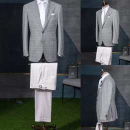 Due pezzi smoking da sposa abiti da uomo bei candidati scialle bavero vestito plaid due bottoni tre pacchetti tasche personalizzate cappotto multi-scenario primavera casual