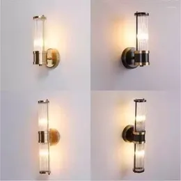 Duvar lambaları LED banyo hafif bakır kaplama cam abajur aynası yukarı ve aşağı altın takma çörekler