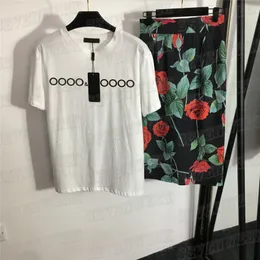 Rose bedrucktes Kleid Tops zweiteilige Sets für Frauen Design Brief Kurzarm T-Shirt Top hohe Taille Röcke Anzüge