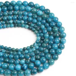 Loose Gemstones 1pcs 6MM Natural Apatite Gemstone Beads 14.5 Inch Dark Matter Energy Meditation National Style Gift Spread Bless