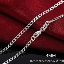 Chains NAREYO 925 Sterling Silver 16/18/20/22/24/26/28/30 Inches 4MM Full Sideways Chain Necklace For Women Men Wedding Jewelry Gift