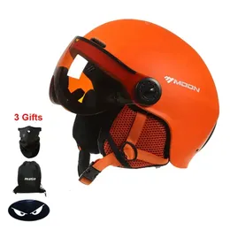 Capacetes de esqui inverno quente capacete de esqui esportes ao ar livre esqui snowboard capacetes seguros óculos capacete de esqui integralmente moldado para homens mulheres 231114